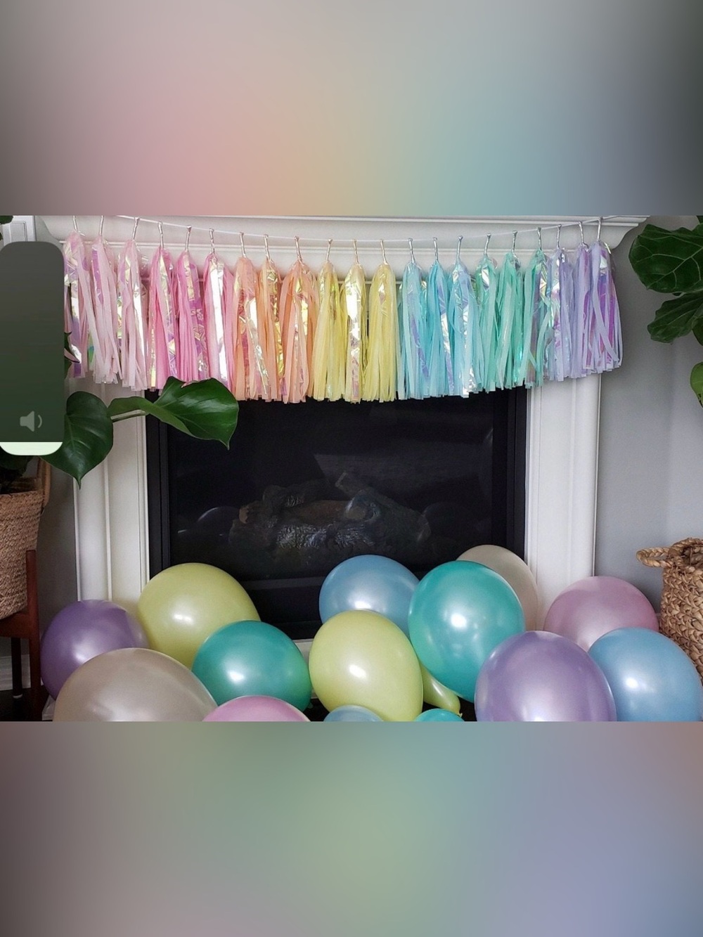 Pastel Rainbow Iridescent tissue garland